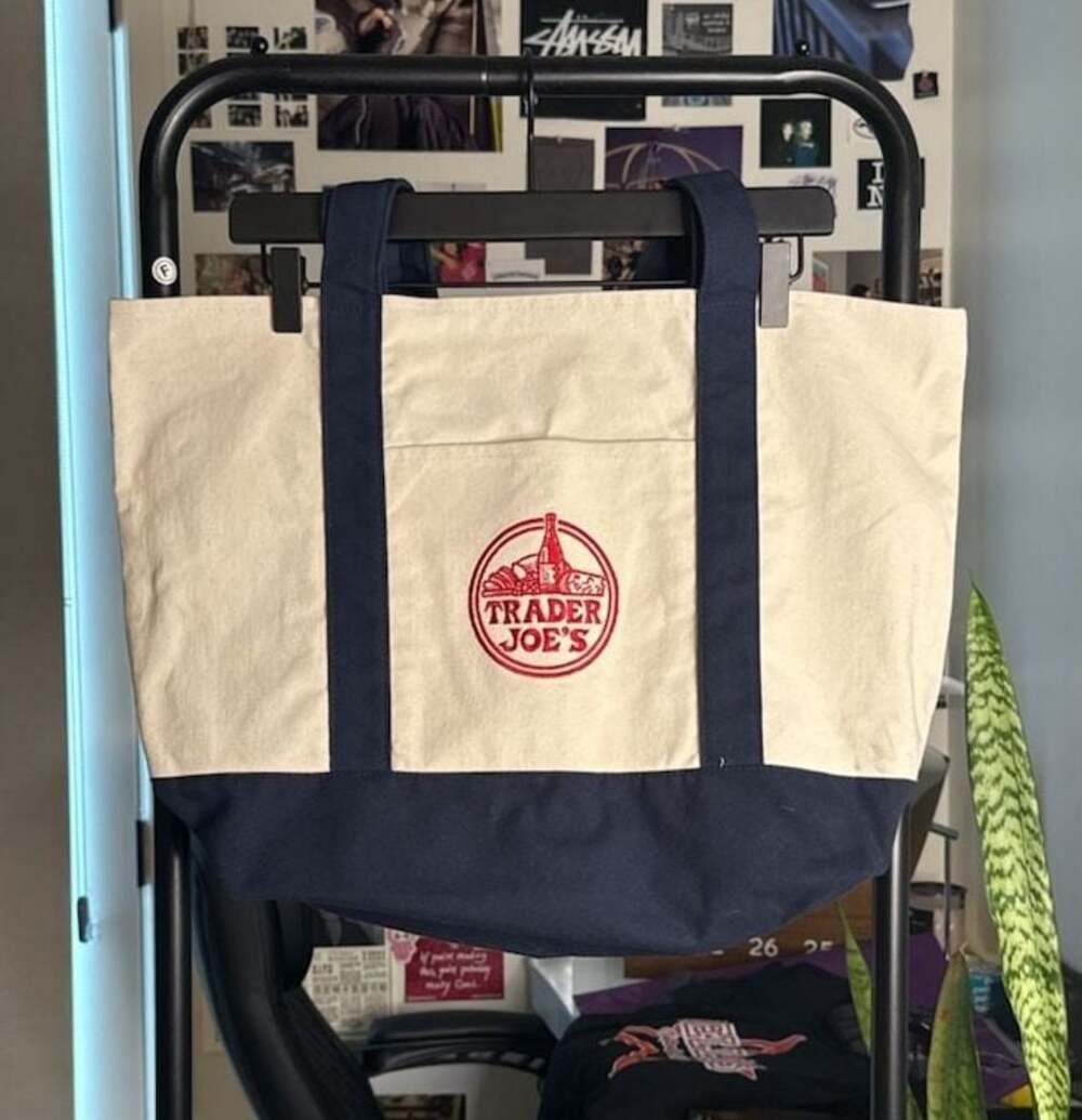 Trader Joe's Large Canvas Shopping Bag Navy Blue Tote